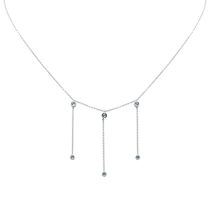 DIAMOND CLOSEOUT! .17ct G SI 14K White Gold Aquamarine Dangling Necklace 16+2" Ext