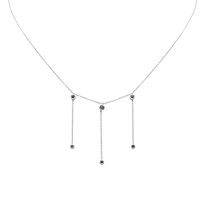 DIAMOND CLOSEOUT! .20ct G SI 14K White Gold Blue Sapphire Dangling Necklace 16+2" Ext