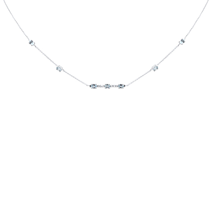SPECIAL! 1.01ct G SI 14K White Gold Diamond & Aquamarine Pendant Necklace 16+2" Ext