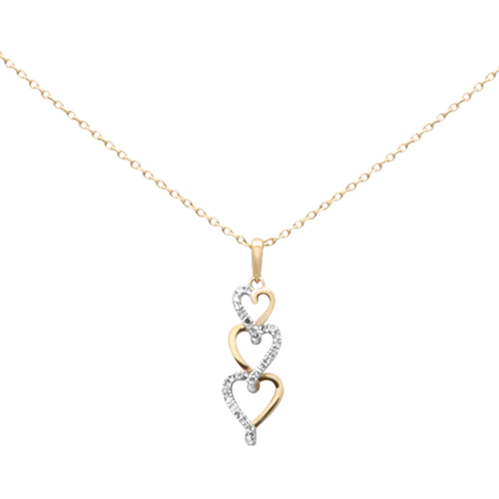 SPECIAL!.08ct G SI 14K Yellow Gold Diamond Heart Drop Pendant Necklace 18" Long
