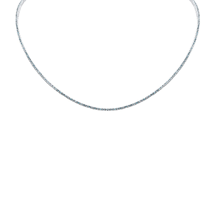 DIAMOND CLOSEOUT! 2.20ct G SI 14K White Gold Aquamarine Gemstone Tennis Necklace 12+4" Ext