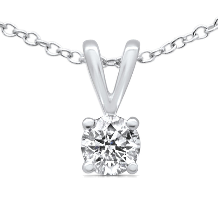 SPECIAL! .32ct G SI 14K White Gold Diamond Solitaire Pendant Necklace 18" Long