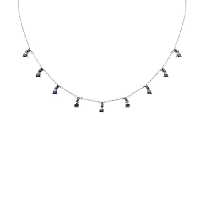 SPECIAL! 2.07ct G SI 14K White Gold Blue Sapphire Necklace 16 + 2" Ext
