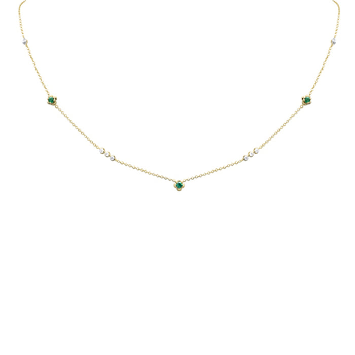 DIAMOND CLOSEOUT! .35ct G SI 14K Yellow Gold Diamond & Emerald Pendant Necklace 16 + 2" Ext