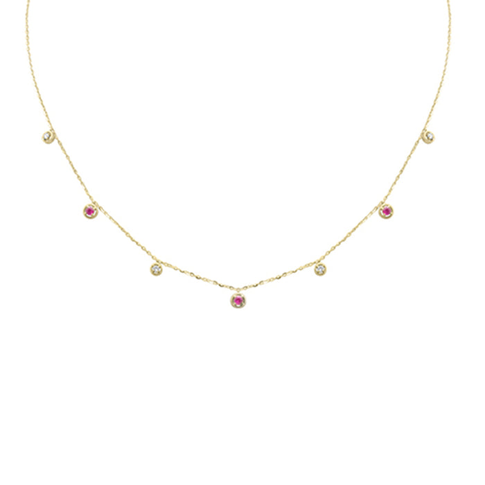 DIAMOND CLOSEOUT! .30ct G SI 14K Yellow Gold Diamond & Ruby Pendant Necklace 16 + 2" Ext