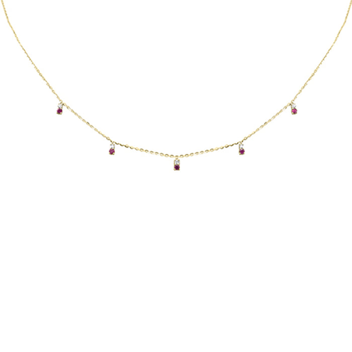 .32ct G SI 14K Yellow Gold Diamond & Ruby Pendant Necklace 16 + 2" Ext