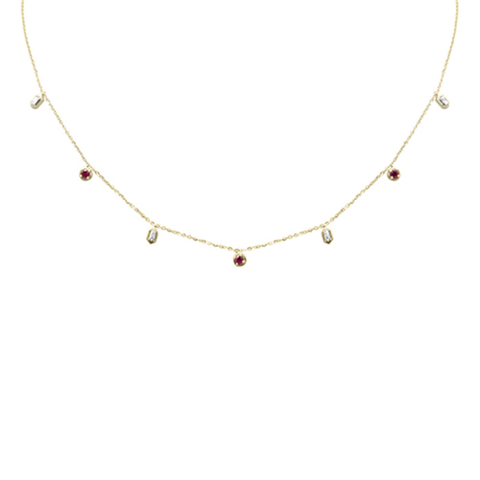 SPECIAL! .33ct G SI 14K Yellow Gold Diamond & Ruby Pendant Necklace 16 + 2" Ext