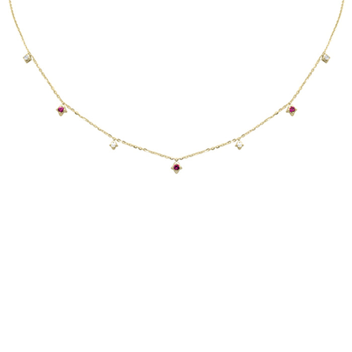 DIAMOND CLOSEOUT! .31ct G SI 14K Yellow Gold Diamond & Ruby Pendant Necklace 16 + 2" Ext