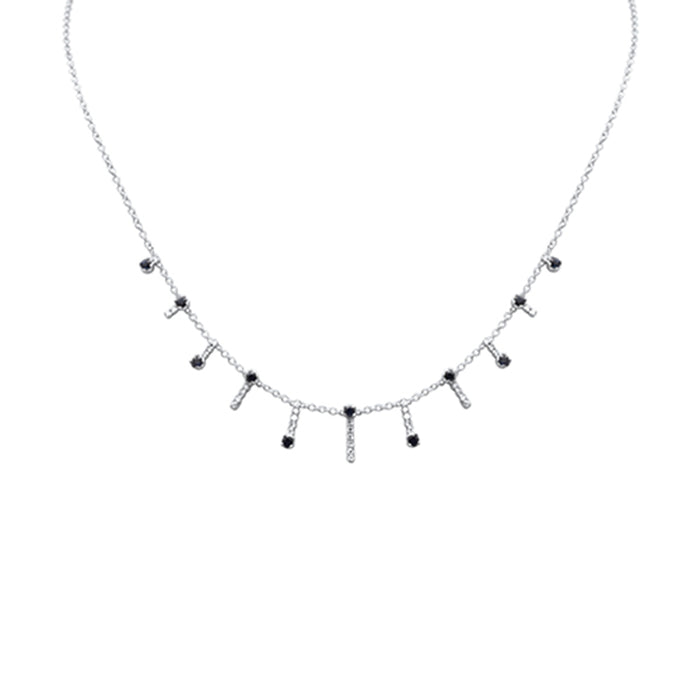 GEMSTONE CLOSEOUT! 1.28ct G SI 14K White Gold Diamond & Blue Sapphire Dangling Necklace 16 + 2" Ext