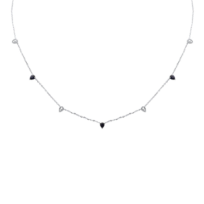 DIAMOND CLOSEOUT! .62ct G SI 14K White Gold Diamond & Blue Sapphire Pendant Necklace 16 + 2" Ext