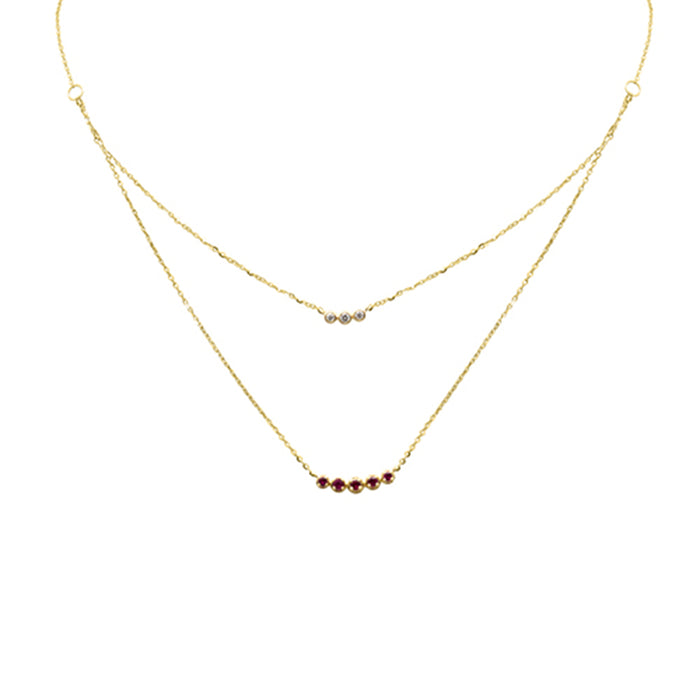 DIAMOND CLOSEOUT! .27ct G SI 14K Yellow Gold Diamond & Ruby Pendant Necklace 16 + 2" Ext