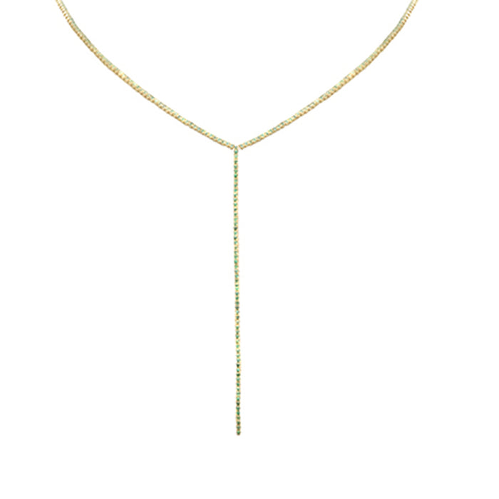 SPECIAL! 2.48ct G SI 14K Yellow Gold Emerald Gemstone Lariat Tennis Necklace 14 + 4" Ext