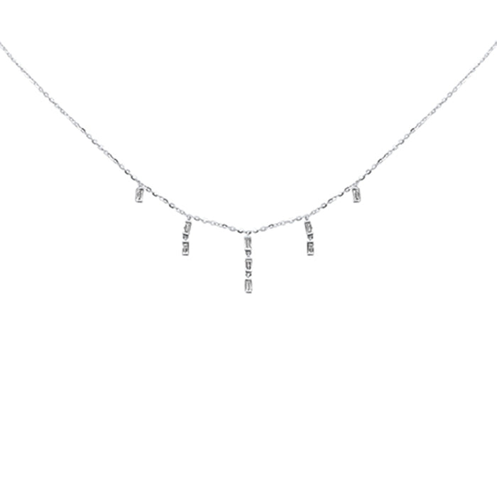 DIAMOND CLOSEOUT! .18CT G SI 14K White Gold Diamond Dangling Necklace 16+2" Long