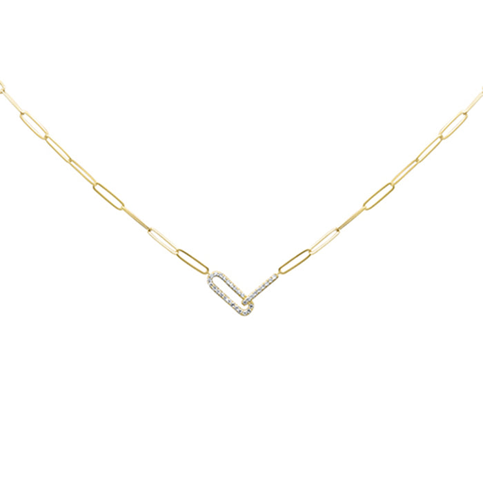 DIAMOND CLOSEOUT! .21ct G SI 14k Yellow Gold Diamond Paperclip Pendant Paperclip Necklace 18" Long