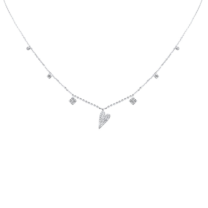 DIAMOND CLOSEOUT! .26ct G SI 14K White Gold Diamond Heart Dangling Pendant Necklace 16+2" Long