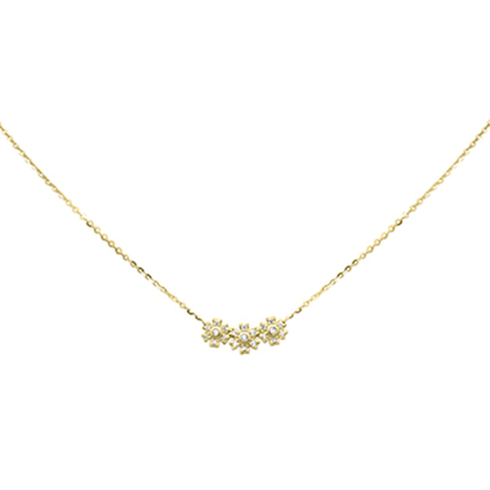 DIAMOND CLOSEOUT! .13ct G SI 14K Yellow Gold Diamond Flower Pendant Necklace 16+2" Long