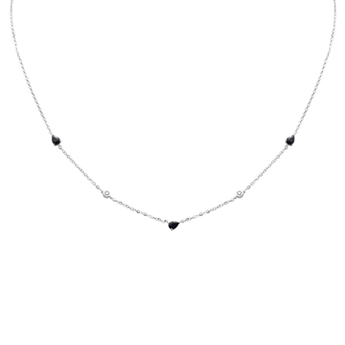 DIAMOND CLOSEOUT! .66ct G SI 14K White Gold Diamond & Blue Sapphire Gemstone Pendant Necklace 16+2" Long