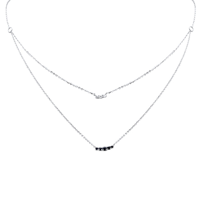 DIAMOND CLOSEOUT! .34ct G SI 14K White Gold Diamond & Blue Sapphire Gemstone Pendant Necklace 16+2" Long