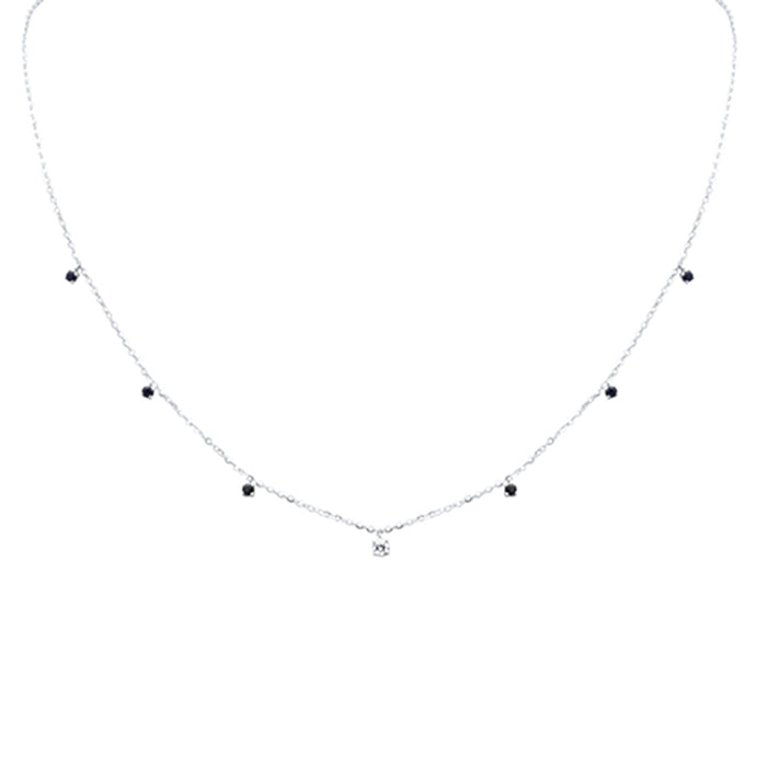 DIAMOND CLOSEOUT! .30ct G SI 14K White Gold Diamond & Blue Sapphire Gemstone Pendant Necklace 16+2" Long