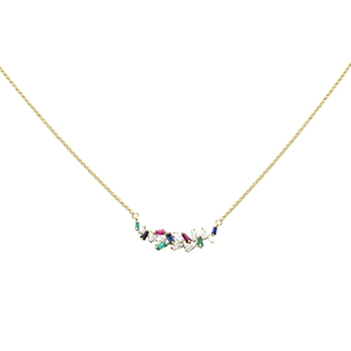 DIAMOND CLOSEOUT! .66ct G SI 14K Yellow Gold Diamond & Multi Color Pendant Necklace 18"Long