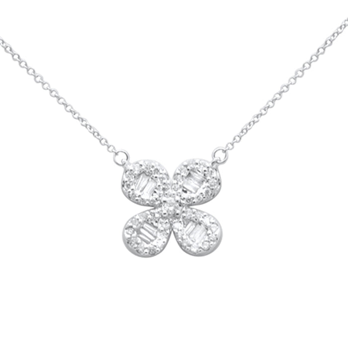 DIAMOND CLOSEOUT! .54ct G SI 14K White Gold Diamond Flower Pendant Necklace 16 + 2" Ext