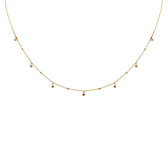 DIAMOND CLOSEOUT! .14ct G SI 14K Yellow Gold & Pink Sapphire Gemstone Pendant Necklace 18" Long
