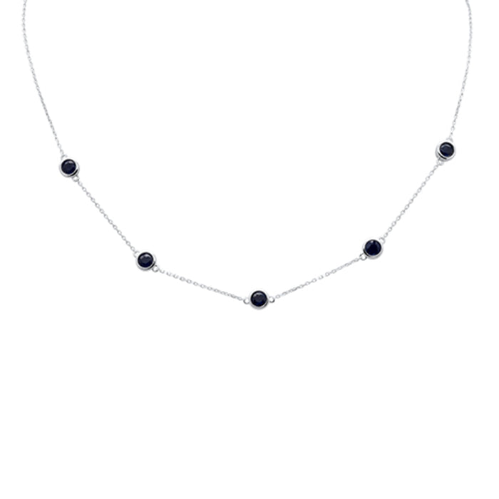 SPECIAL! 1.82ct G SI 14K White Gold Blue Sapphire Necklace 16" + 2" EXT