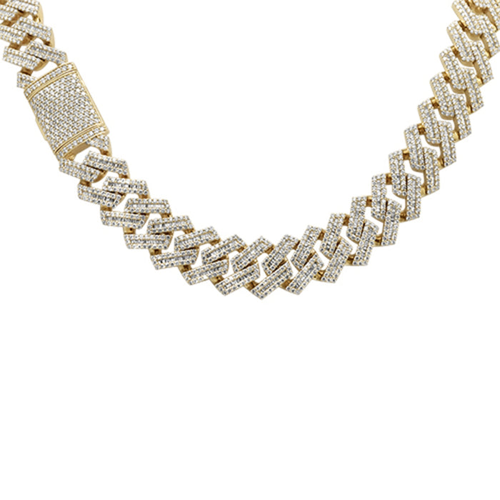 SPECIAL! 9MM 11.05ct G SI 14K Yellow Gold Baguette & Round Diamond Square Cuban Necklace 22" Long