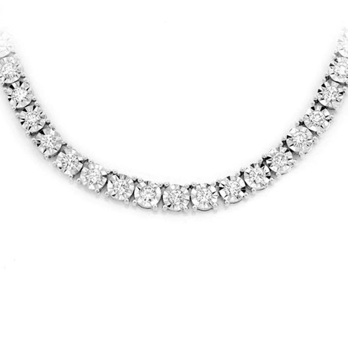 DIAMOND CLOSEOUT! 0.55ct 14K White Gold Tennis Miracle Illusion Necklace 16"