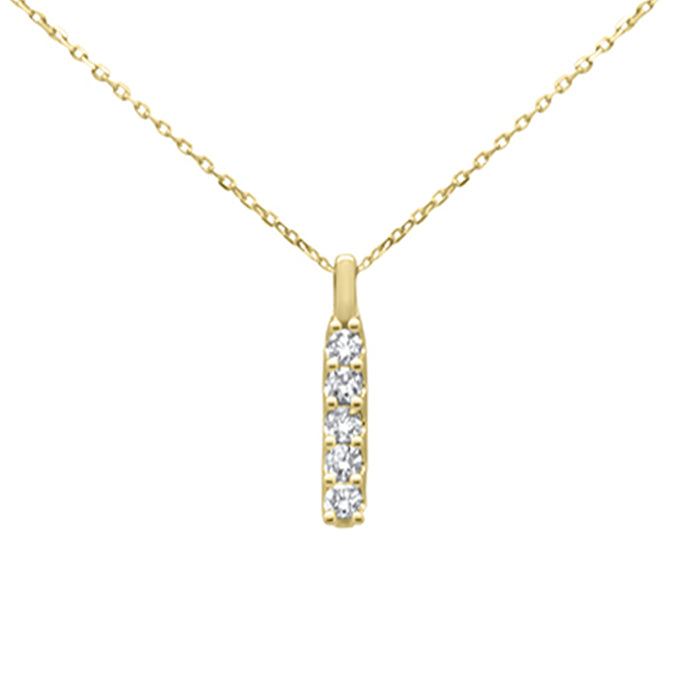 SPECIAL! .34ct G SI 14K Yellow Gold Diamond 5-Stone Drop Pendant Necklace 18" Long Chain