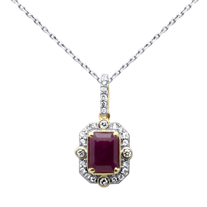 SPECIAL!1.58ct G SI 14K Yellow Gold Diamond & Garnet Gemstones Pendant Necklace 18" Long Chain