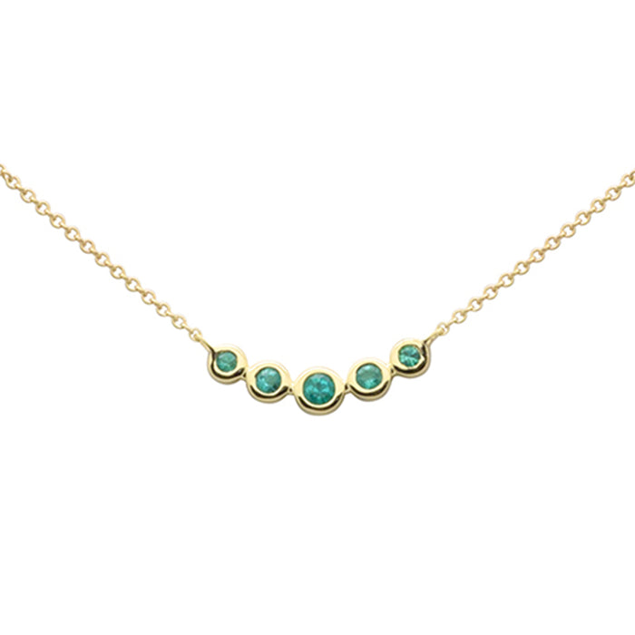 .14ct G SI 14K Yellow Gold Emerald Gemstones Pendant Necklace 18" Long