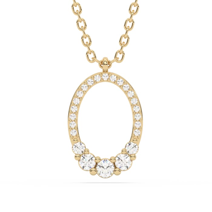 .23ct G SI 14K Yellow Gold Diamond Oval Shape Pendant Necklace 18" Long