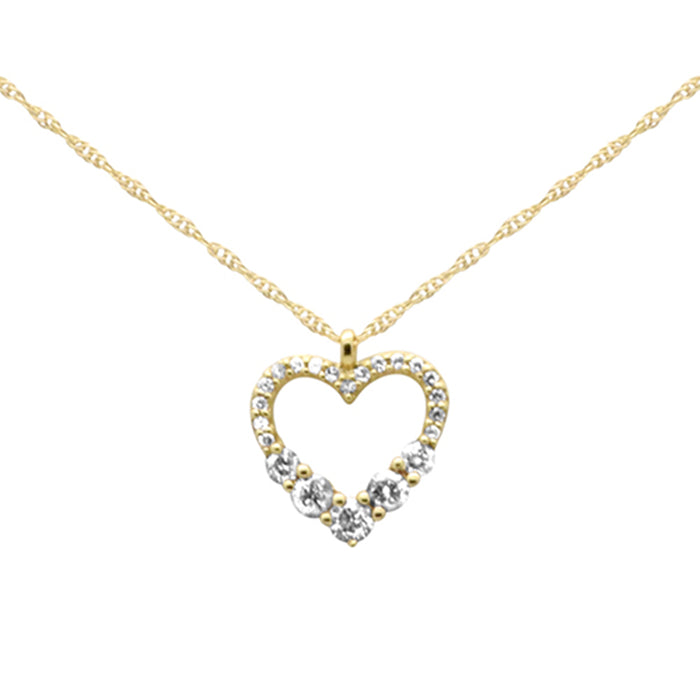 .20ct G SI 14K Yellow Gold Diamond Heart Shape Pendant Necklace 18" Long