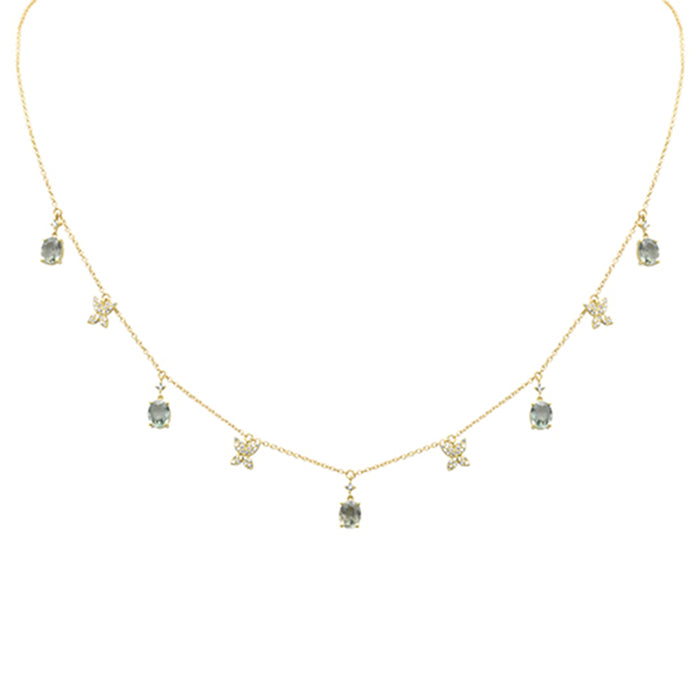 SPECIAL!2.28ct G SI 14K Yellow Gold Diamond & Oval Shape Peridot Gemstones Pendant Necklace 16+2" Long