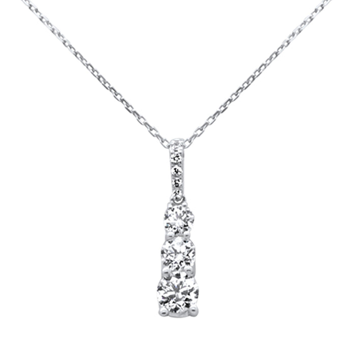 SPECIAL!1.09ct G SI 14K White Gold Diamond Graduated Stones Pendant Necklace 18" Long Chain