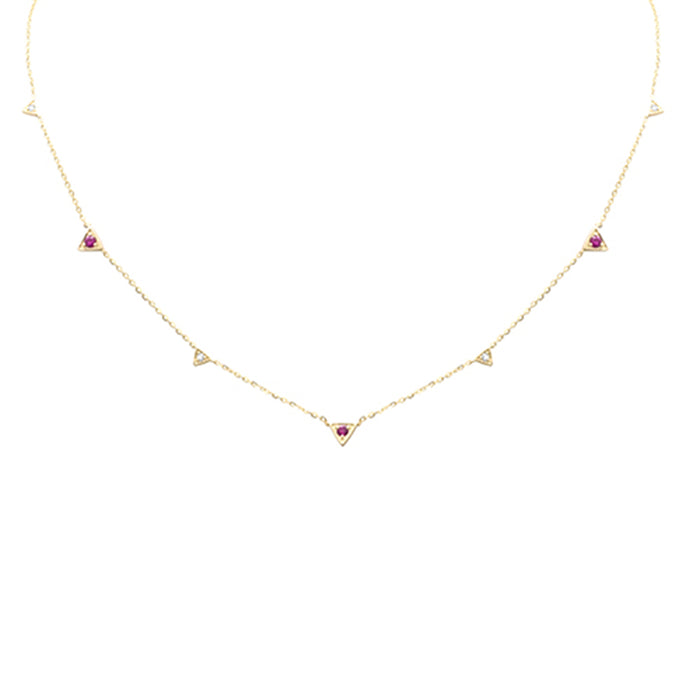 DIAMOND CLOSEOUT! .25ct G SI 14K Yellow Gold Diamond & Ruby Gemstones Pendant Necklace 16+2" Long
