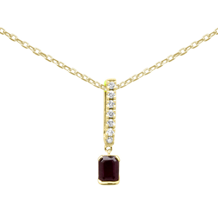 .37ct G SI 14K Yellow Gold Diamond & Ruby Gemstone Pendant Necklace 18" Long Chain