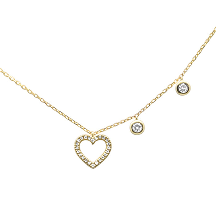 DIAMOND CLOSEOUT! .13ct G SI 14K Yellow Gold Diamond Heart Shape Pendant Necklace 18" Long