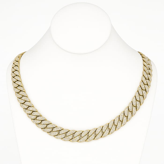 SPECIAL! 11mm 9.96ct G SI 14K Yellow Gold Baguette & Round Diamond Cuban Necklace 22"