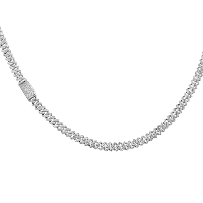 SPECIAL!6MM 5.23ct G SI 14K White Gold Round Diamond Square Cuban Necklace 22" Long