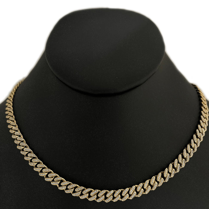 SPECIAL!6mm 2.00ct G SI 14k Yellow Gold Diamond Round Cuban Necklace 22"