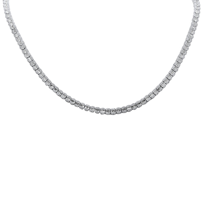 SPECIAL!3.48ct G SI 14K White Gold Round & Baguette Diamond Necklace 18" Long
