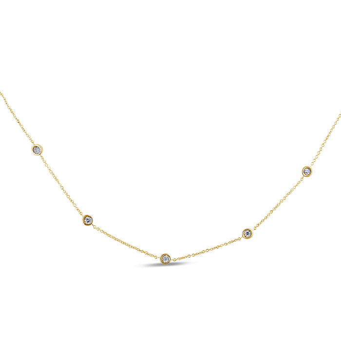 SPECIAL! .20ct G SI 14K Yellow Gold Diamond By The Yard Pendant Necklace 16+2" Ext Long