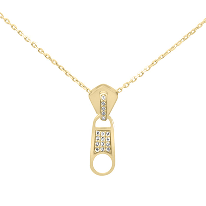 SPECIAL! .08ct G SI 14K Yellow Gold Diamond Zipper Style Pendant Necklace 18" Long Chain