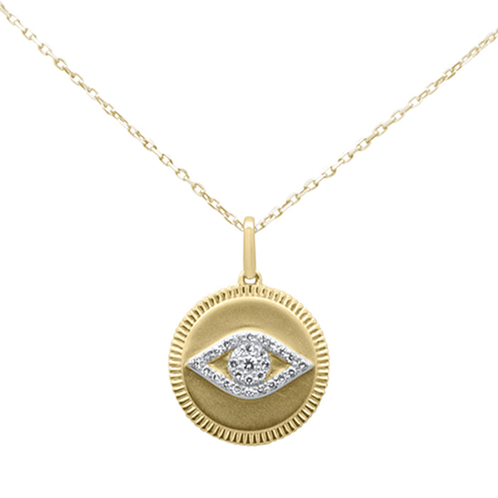 SPECIAL!.12ct G SI 14K Yellow Gold Diamond Round Pendant Necklace 18" Long Chain