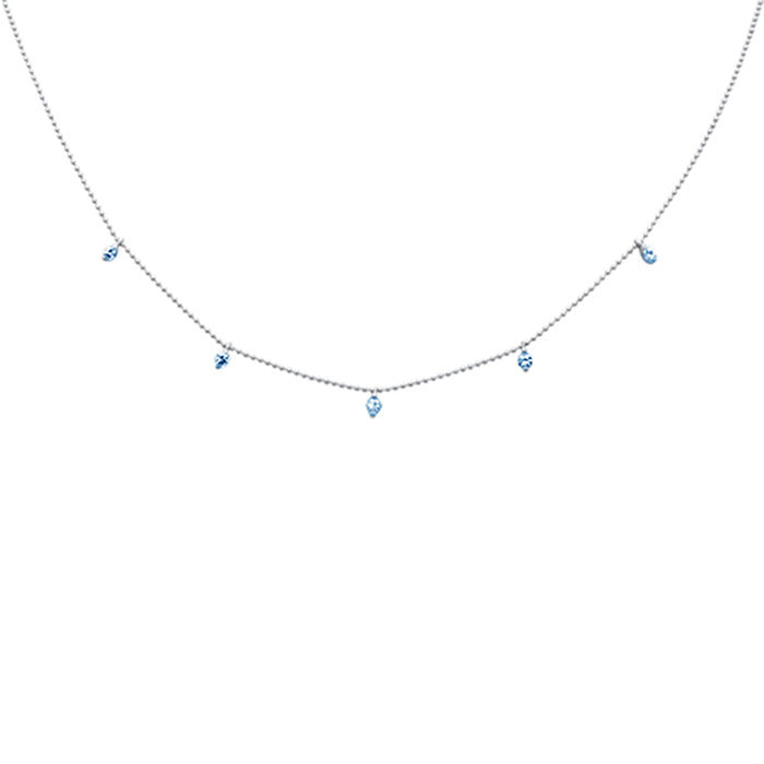 SPECIAL!.31ct G SI 14K White Gold Aqua Gemstones Pendant Necklace 18" Long