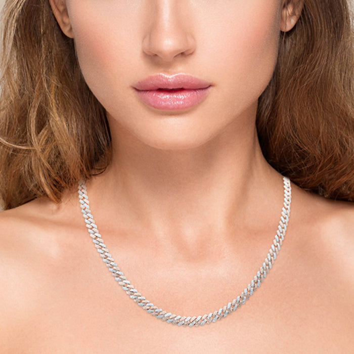 SPECIAL! 5mm 4.77ct G SI 14K Two Tone Rose & White Gold Square Cuban Necklace 20" Long
