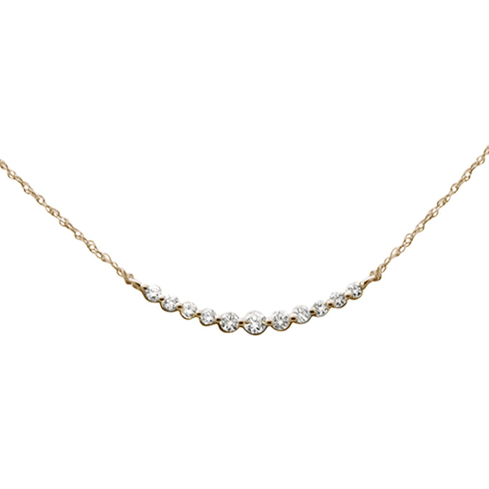 .25ct G SI 14K Yellow Gold Graduated Set Diamond Pendant Necklace 18" Long Chain