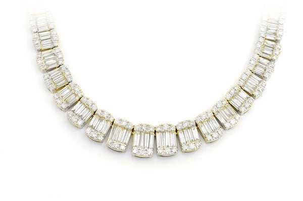 SPECIAL!4.78ct G SI 14K Yellow Gold Round & Baguette Diamond Unisex Tennis Necklace 18" Long